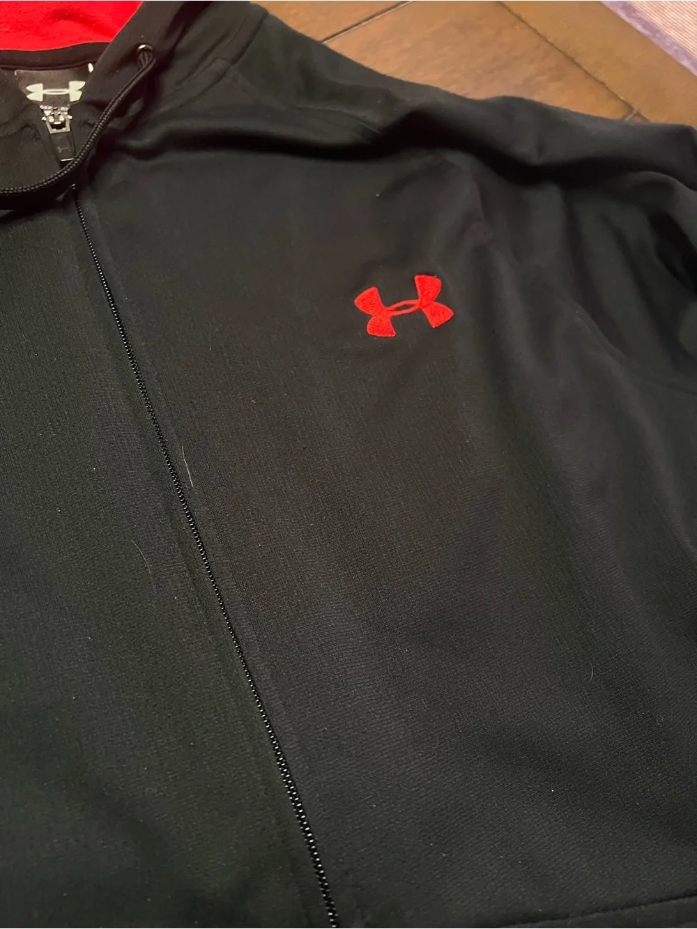 Under Armour Black Hoodie with Red Hood Lining